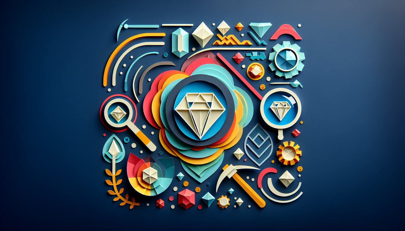 Colorful paper art depicting a trivia quiz on Diamond Knowledge Assessment