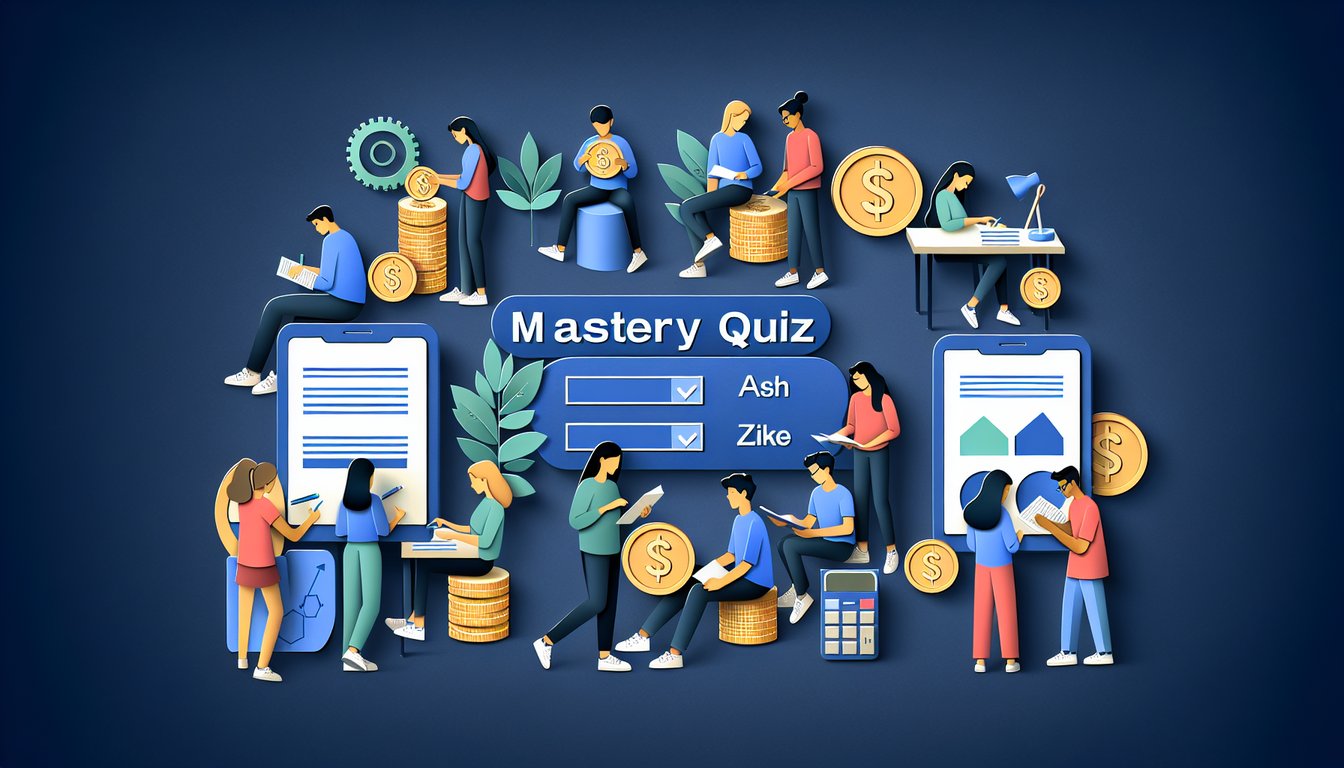 Paper art depicting a trivia quiz for FinLit Certification Mastery for high school students.