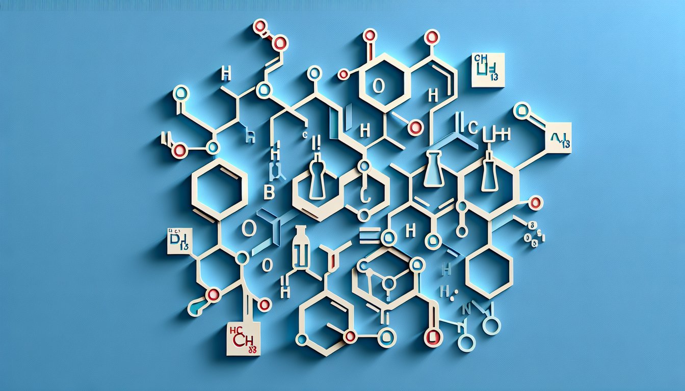 Paper art illustration showing stylized alcohol aldehyde and ester molecules and quiz prompt text on sky blue background