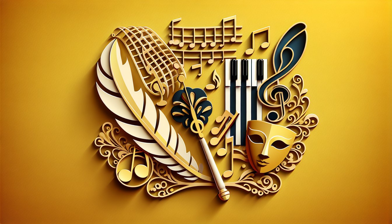 Paper art illustration for a Hamilton character quiz on a golden yellow background