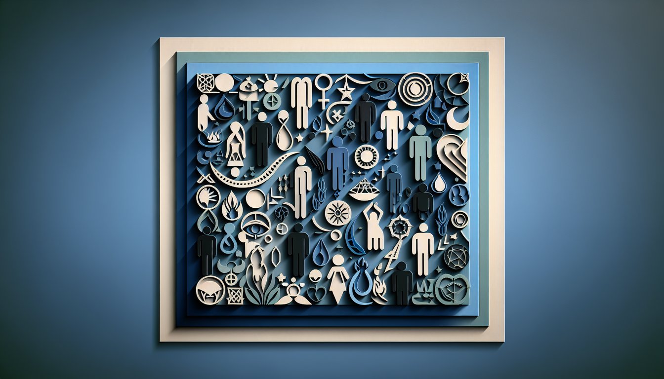 Paper art illustration for otherkin quiz with fun questions on dark blue background
