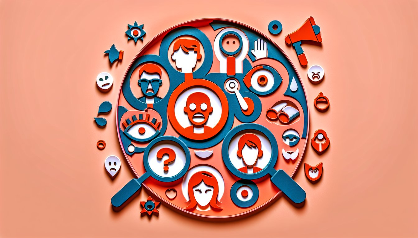 Paper art illustration for Attention Seeker Quiz on a coral background