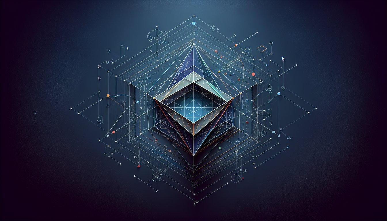 Colorful paper art promoting Rhombus Revealed, a high school geometry quiz.