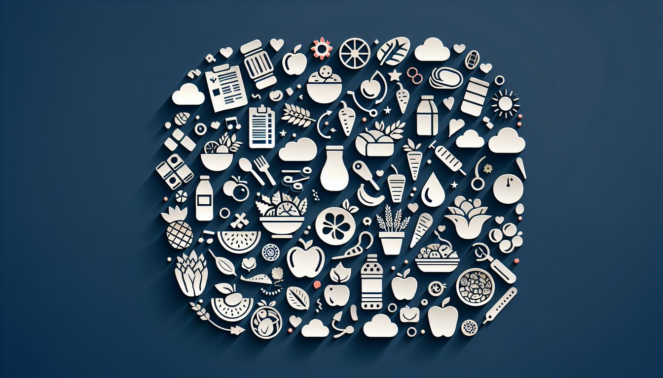 Paper art illustration promoting a diet assessment quiz on a dark blue background