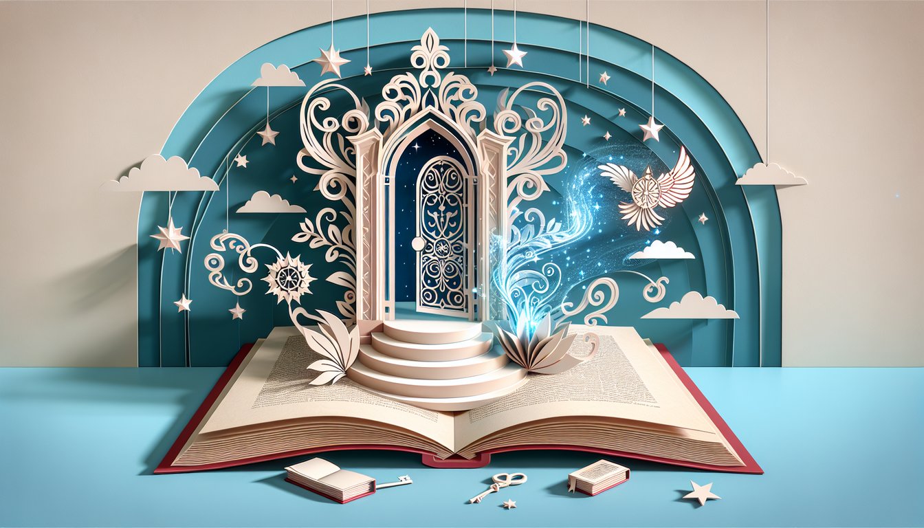 Paper art illustration for a Charmed character personality quiz on a sky blue background
