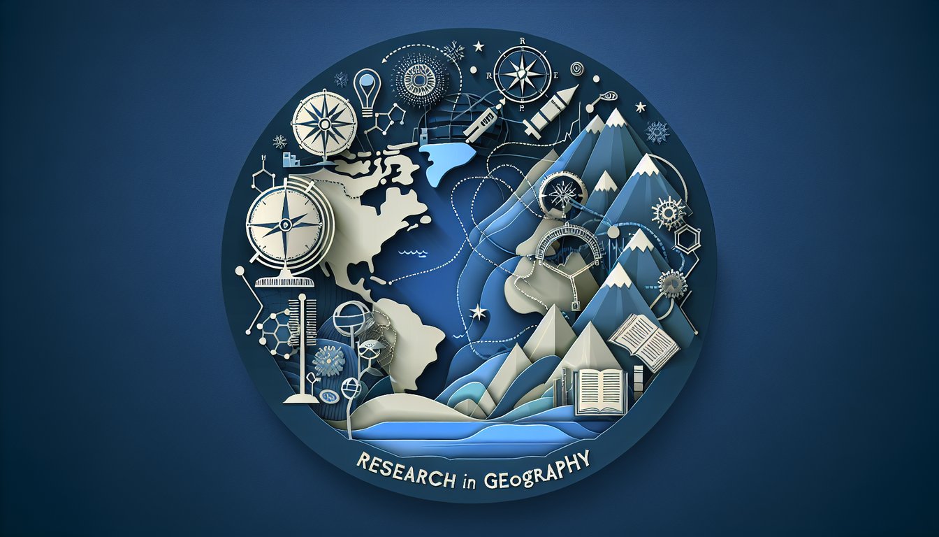 3D voxel art illustrating the concept of Research in Geography course
