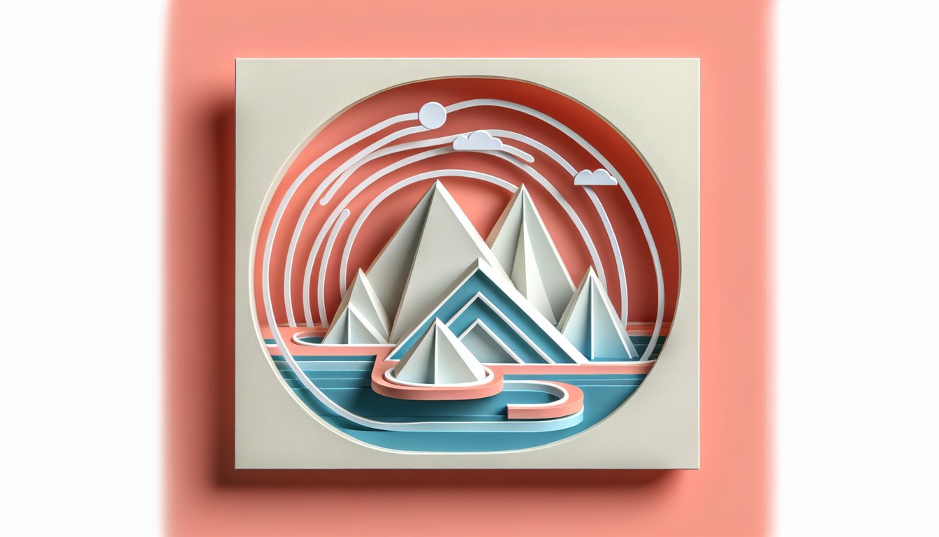 Paper art illustration of two parallel lines cut by a transversal with labeled angles including g on coral background