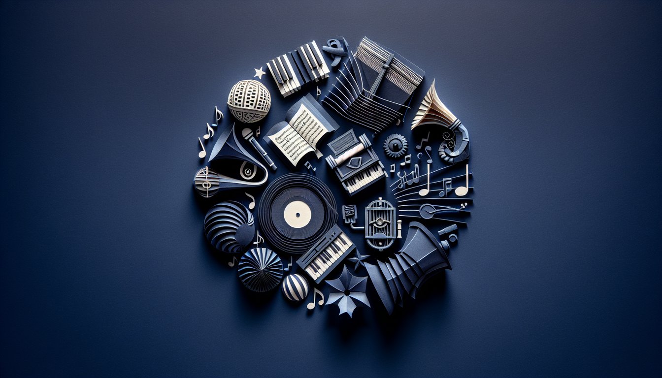 3D voxel art showcasing The Music of America course content