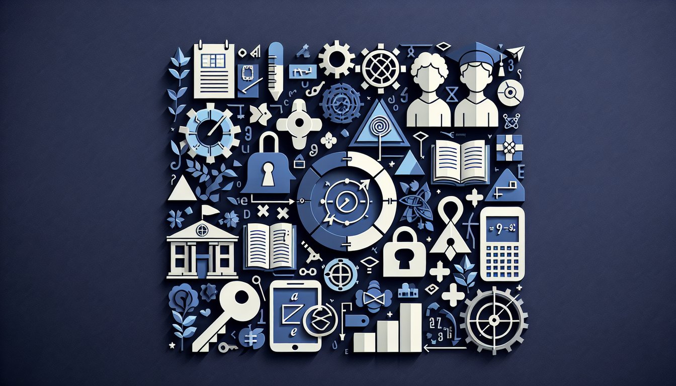Colorful paper art promoting Play Power Unlocked, a challenging math quiz for high school students.