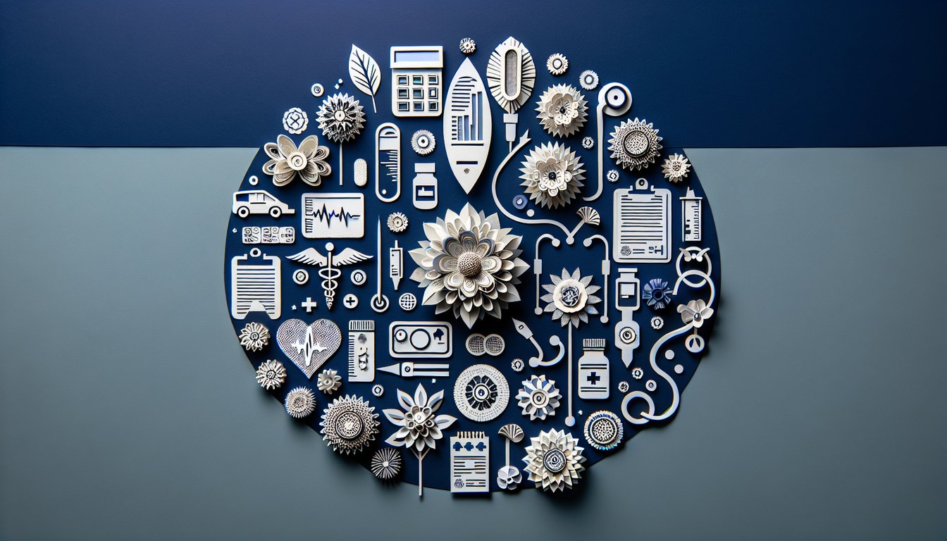 Colorful paper art promoting a fun Healthcare Billing Knowledge Quiz.