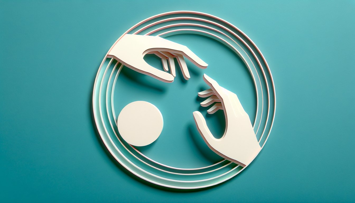 Paper art illustration for touch starved test quiz on a teal background
