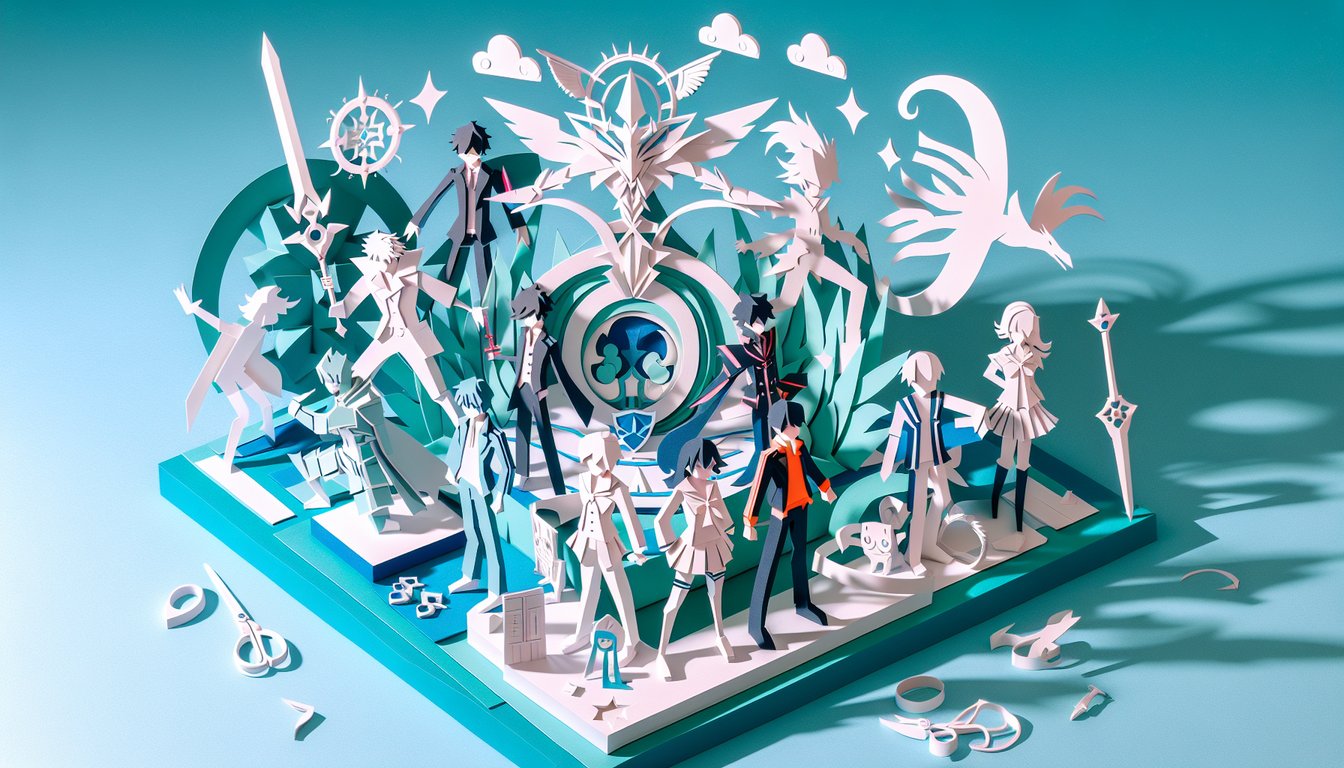 Paper art Soul Eater quiz on teal background with meister weapon duos epic battles husbando icons