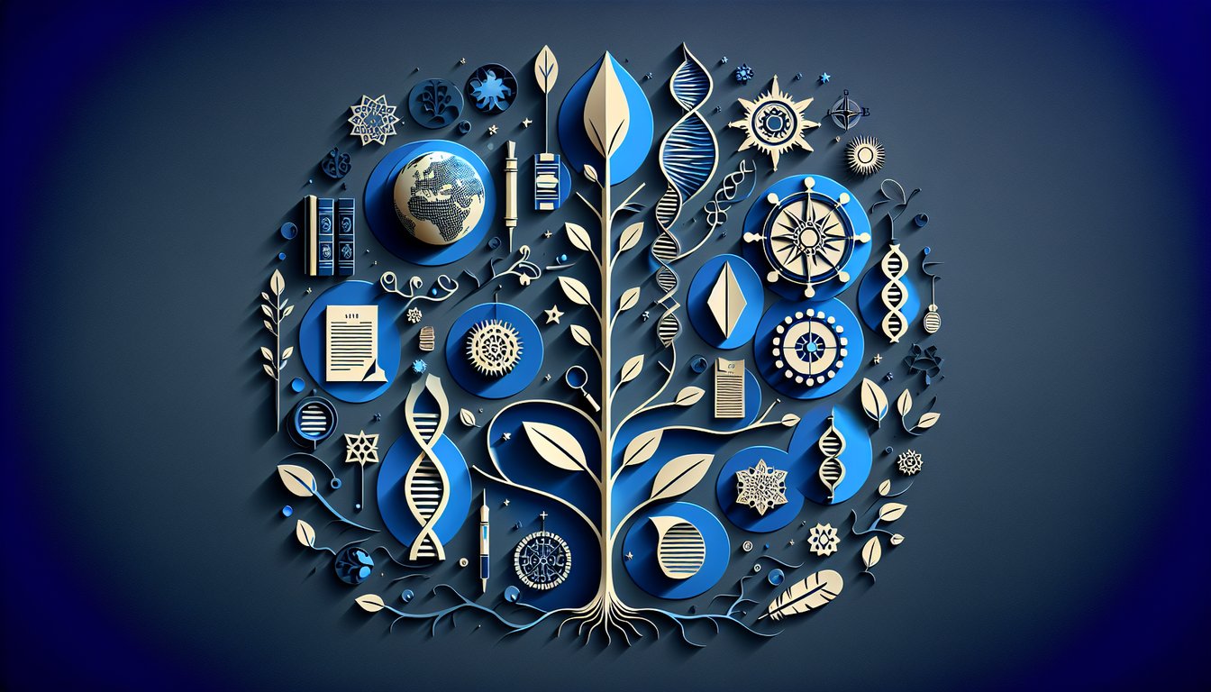 Paper art illustration for heritage quiz on dark blue background