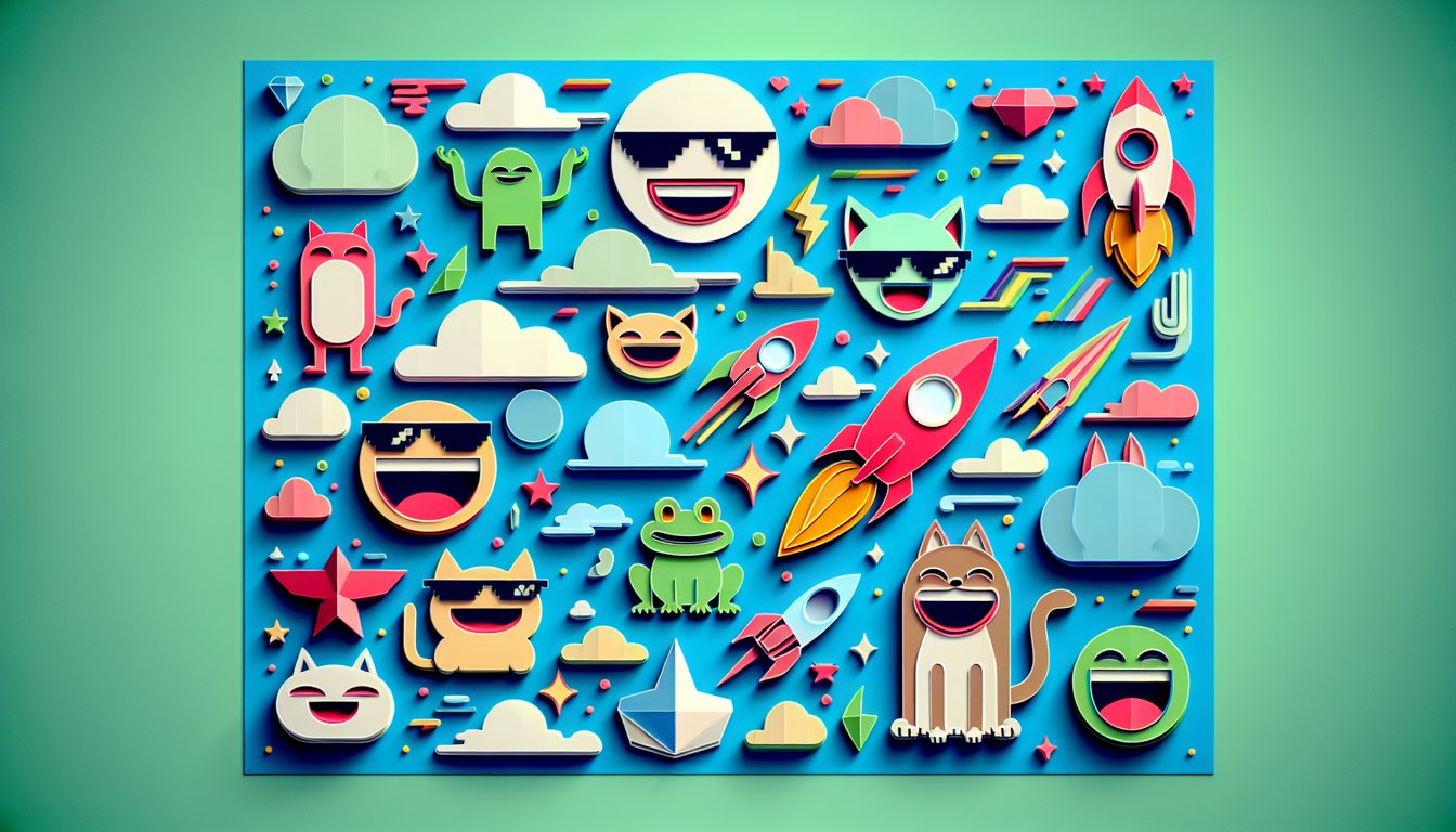 Paper art illustration for meme personality test on teal background