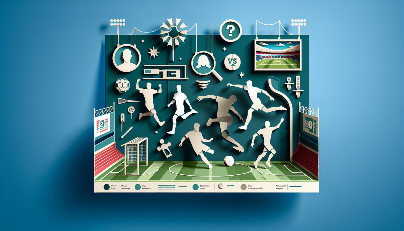 Paper art illustration shows Liverpool crest soccer ball and quiz cards on teal background for football personality match