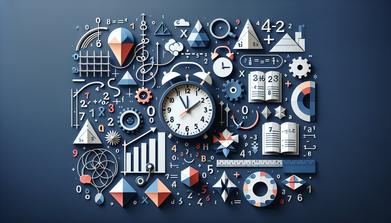 Colorful paper art promoting Maths Express Challenge, a high school math practice quiz.