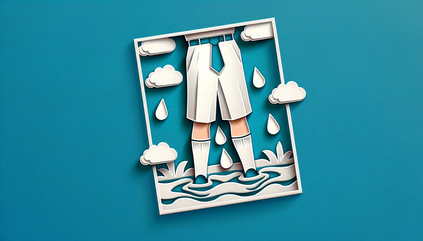 paper art illustration of wedgie prank icons and wet bed prank props on teal background for schoolyard prank quiz