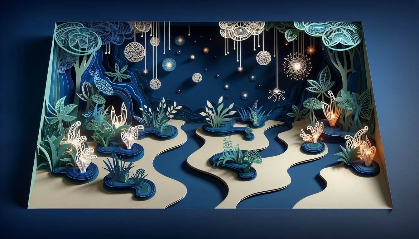 Paper art illustration for Avatar character quiz showing stylized NaVi faces and question icons on dark blue background