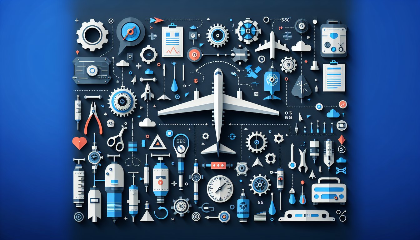 Colorful paper art depicting elements related to Aircraft Hydraulics Knowledge Test.
