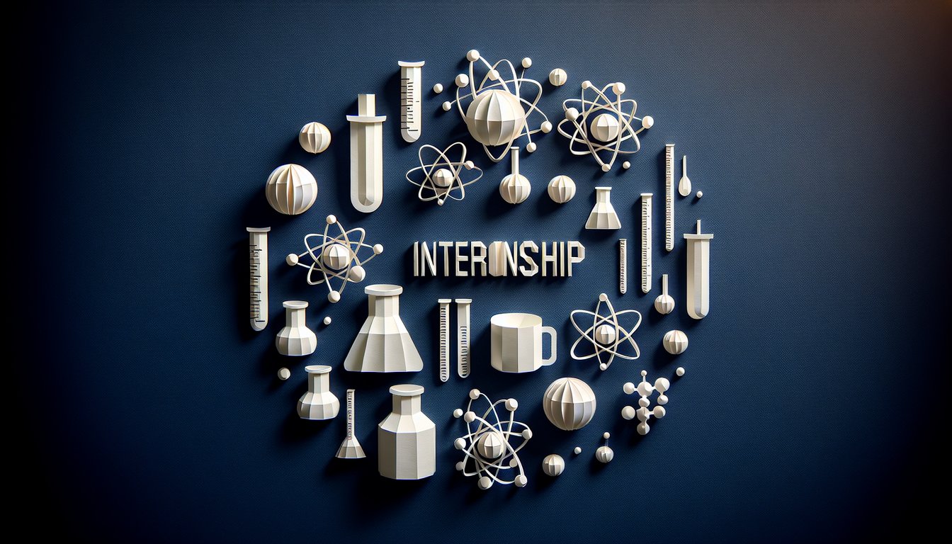3D voxel art showcasing elements related to a Chemistry Internship course