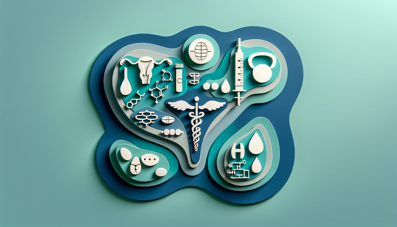 Paper art illustration for endocrine system pharmacology MCQ quiz on teal background