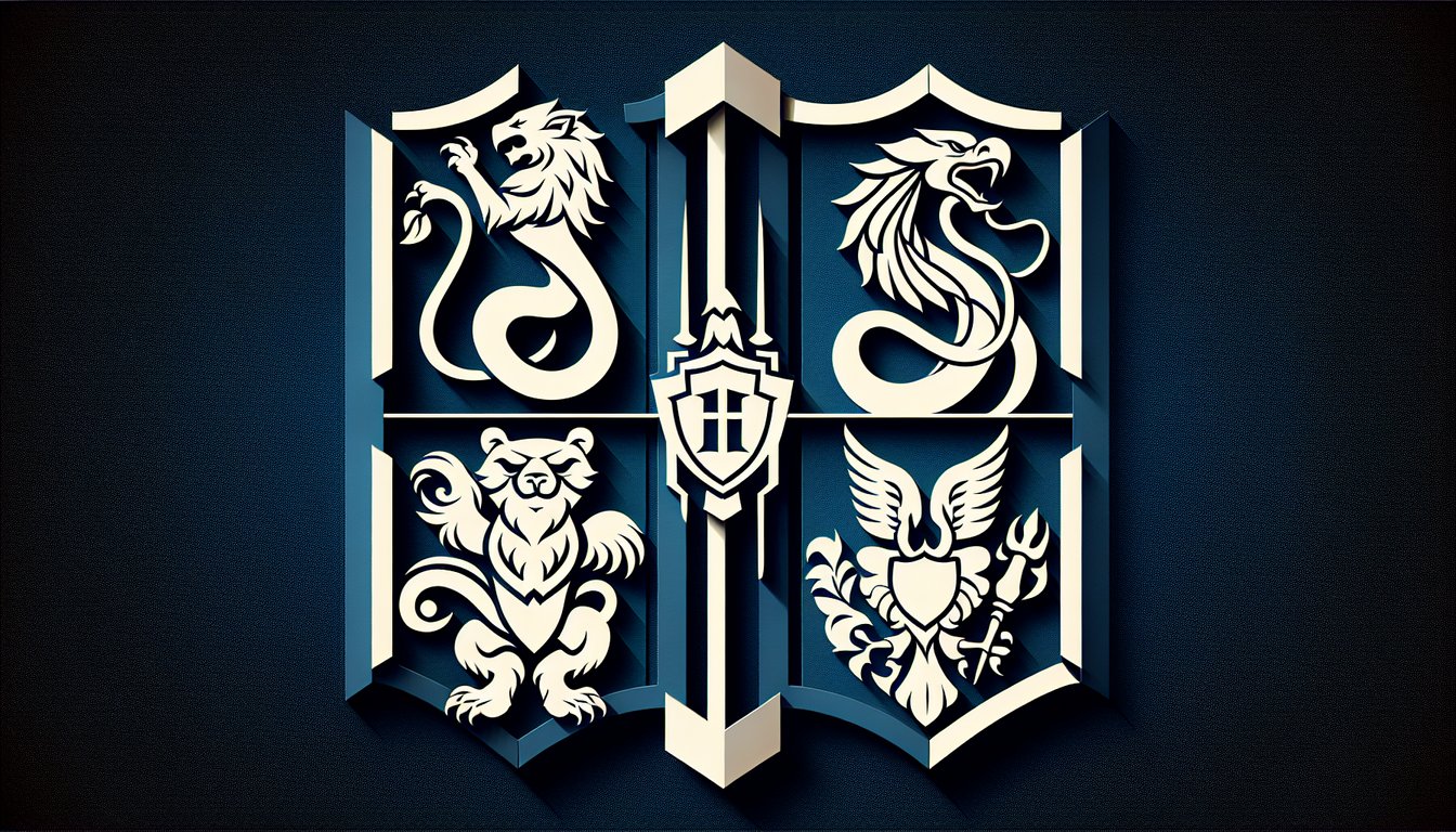 Paper art illustration for Harry Potter House Quiz on dark blue background