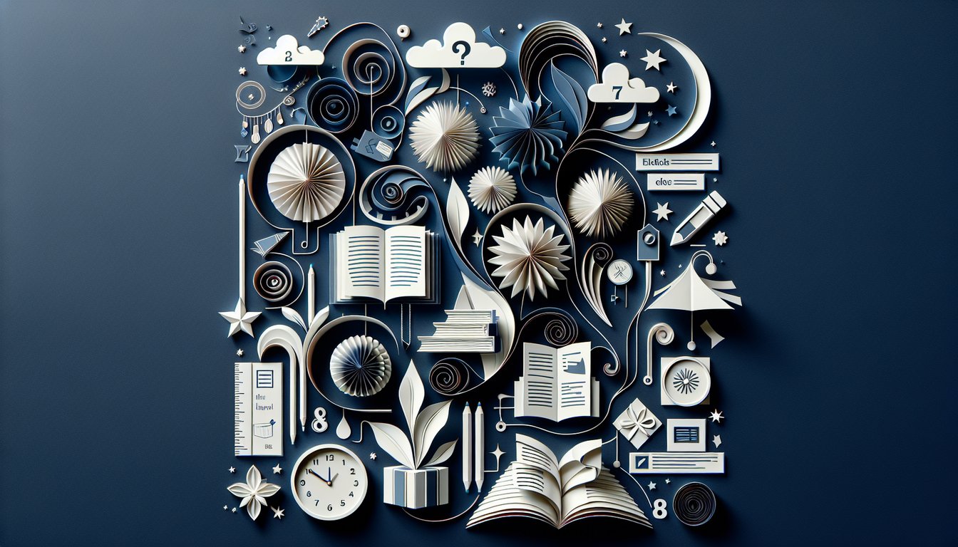 Colorful paper art promoting Gifts Unwrapped, a literature trivia quiz for high school students.
