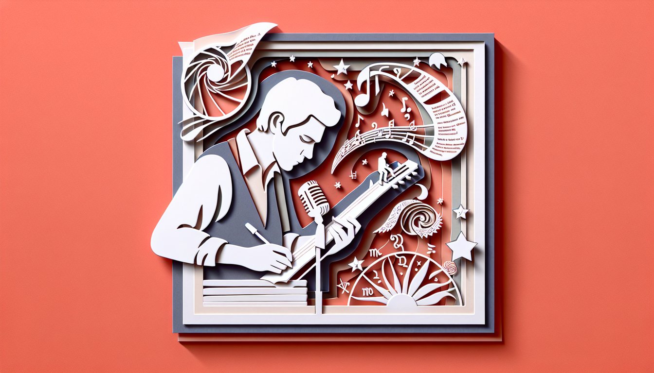 Paper art illustration featuring Kodak Black with zodiac symbols lyrics life icons on coral background for fan quiz