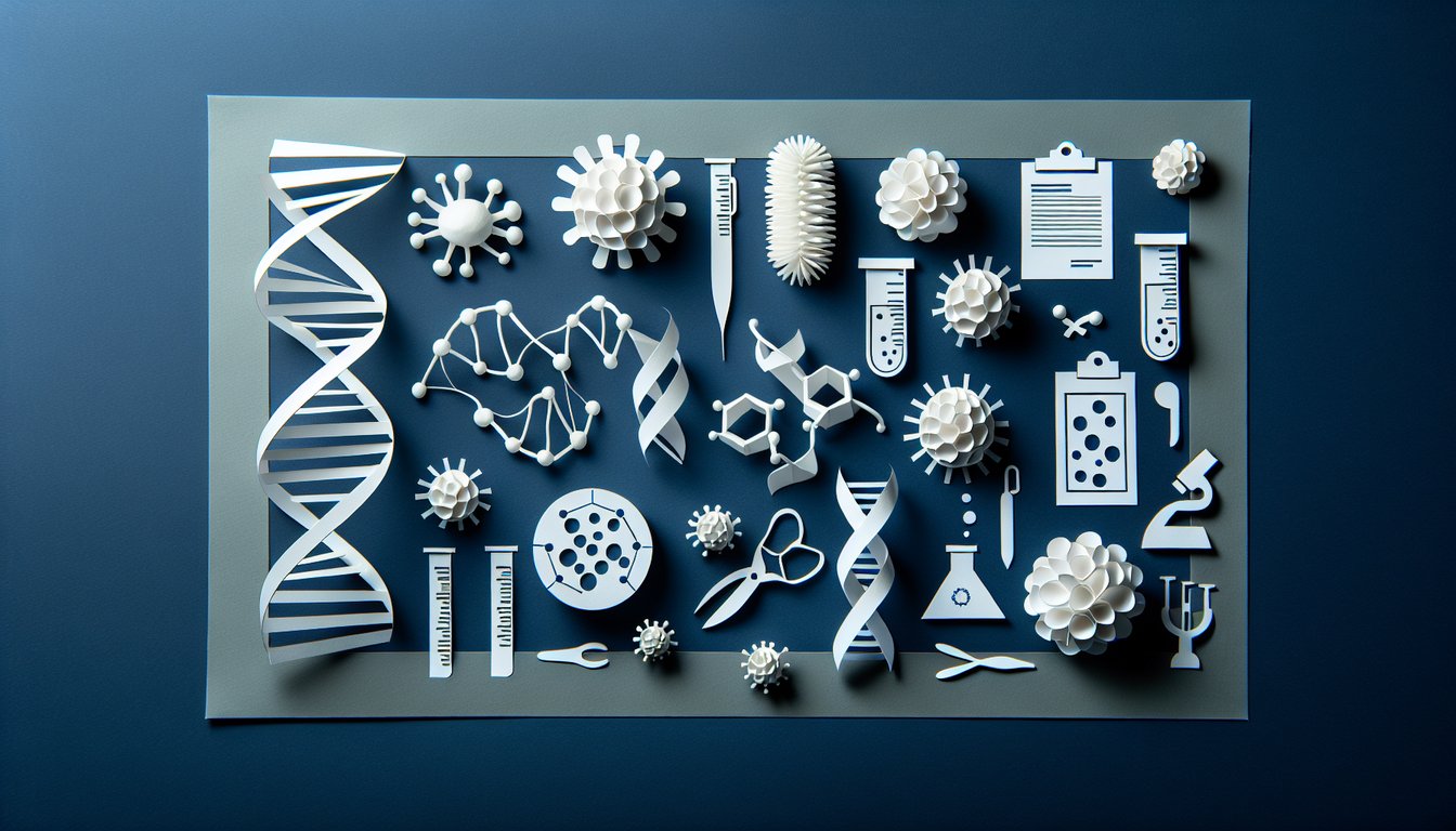 3D voxel art illustrating the Advances in Biotechnology course content