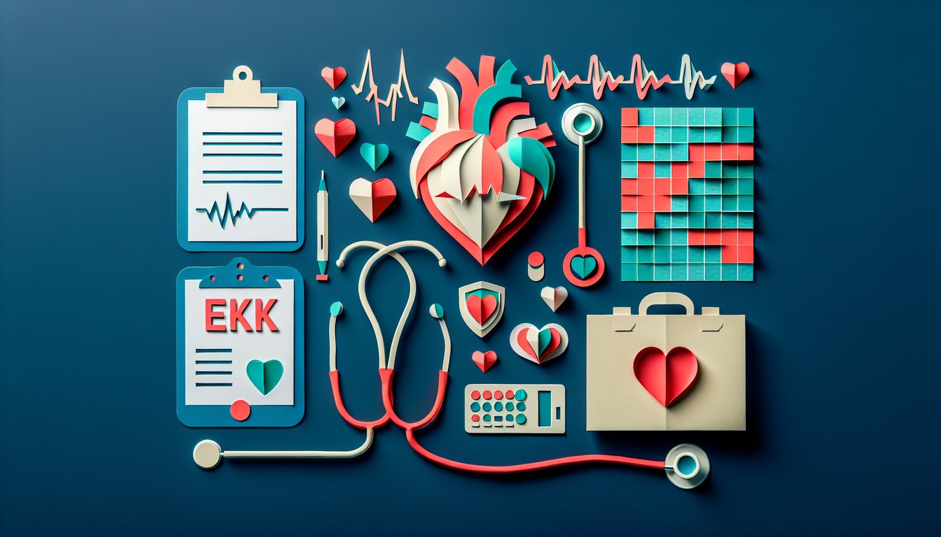 Colorful paper art depicting a quiz on heart failure diagnosis