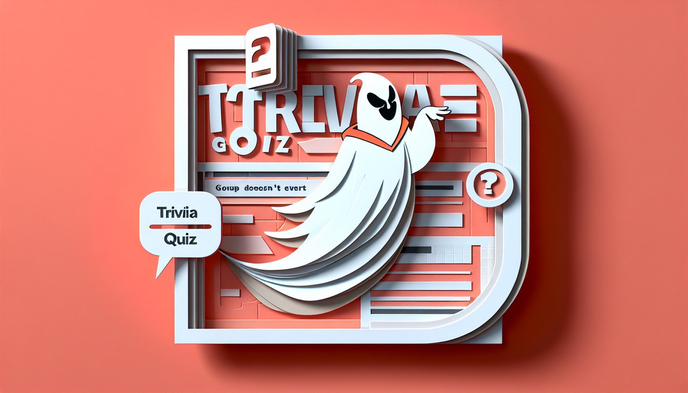 Paper art Space Ghost silhouette with Hanna-Barbera trivia quiz text on coral background