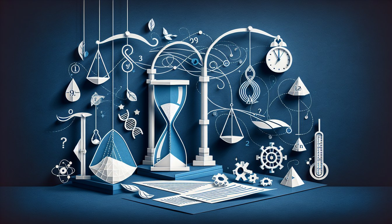 Paper art representing a trivia quiz on conservation laws for high school physics students.