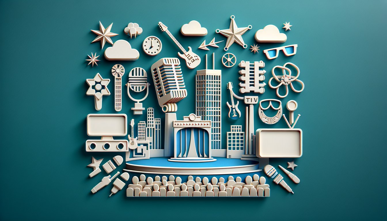 Paper art of Jimmy Kimmel on teal background with quiz headline and fun shapes referencing late night host career