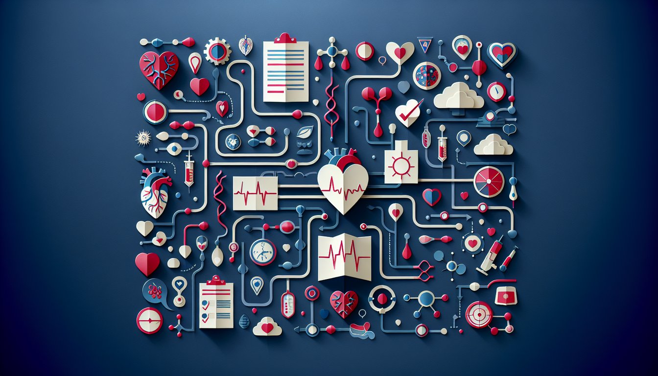 Colorful paper art promoting a Cardiac Circuit Challenge trivia quiz for high school biology students.