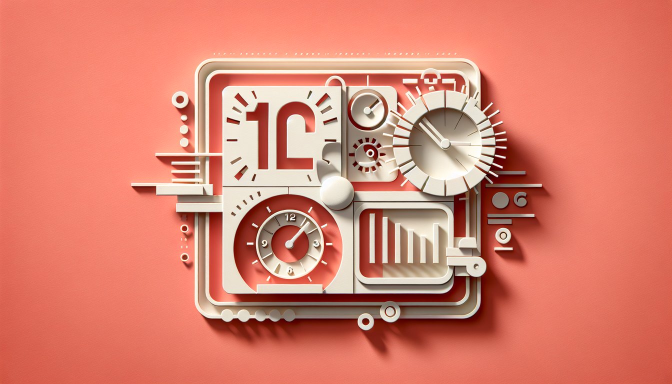 paper art digital clock reading one twenty pm coral background spanish time quiz la hora