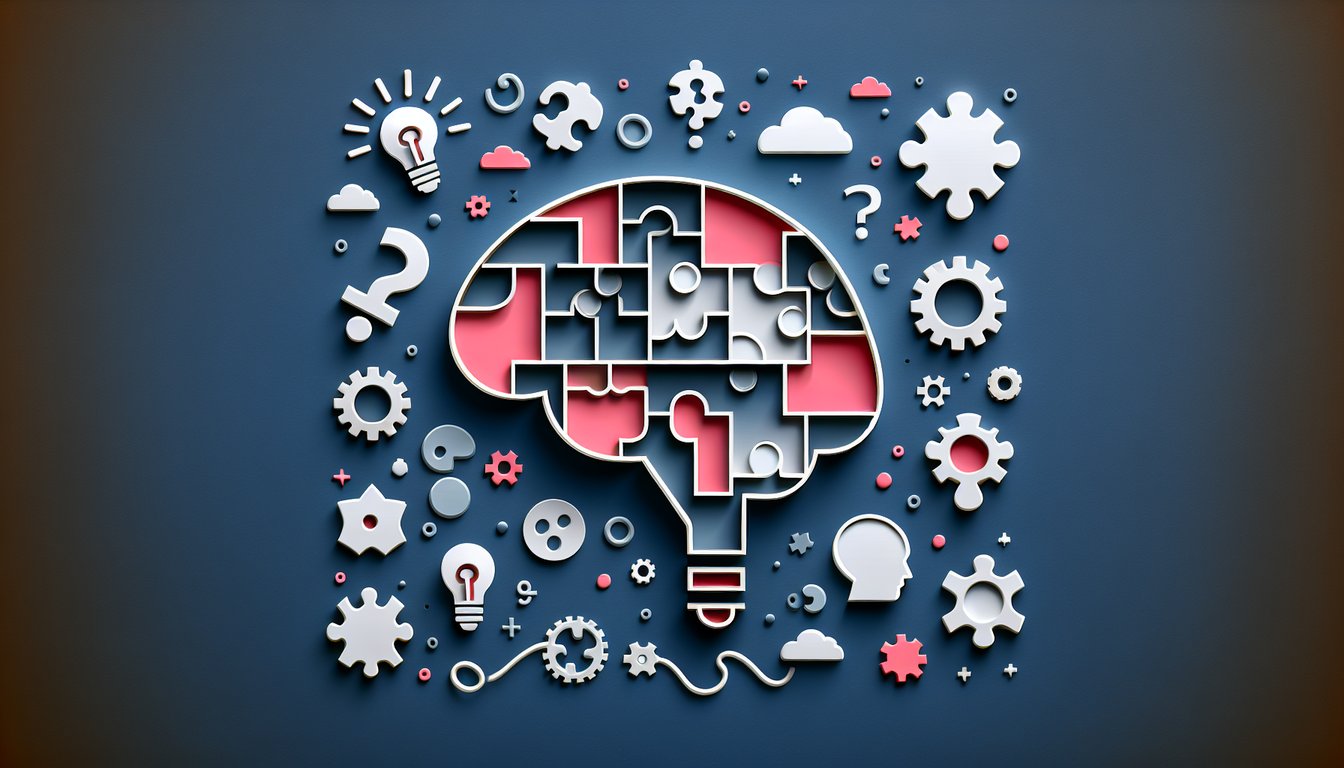 Paper art illustration for Dumb Dumb Test quiz with trivia and logic puzzles on dark blue background