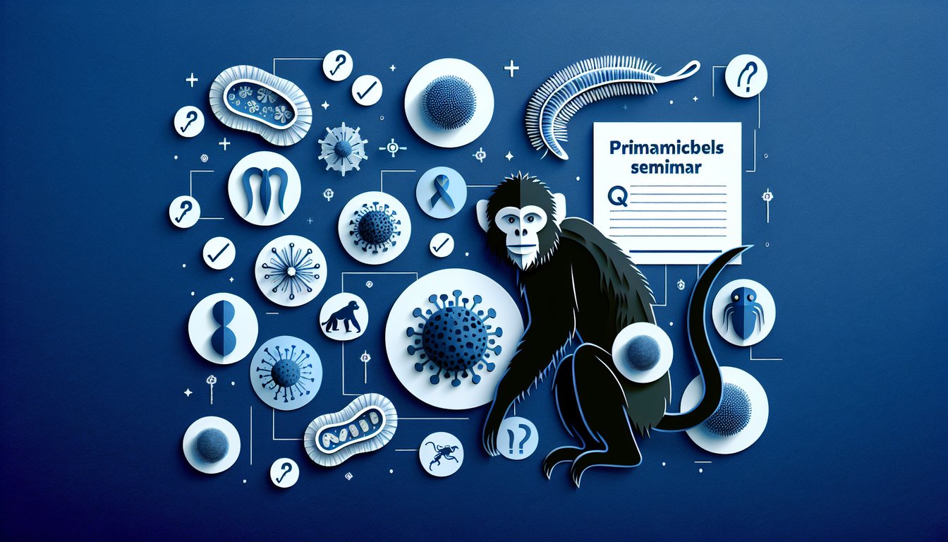 3D voxel art showcasing Primate Microbial Seminar course content