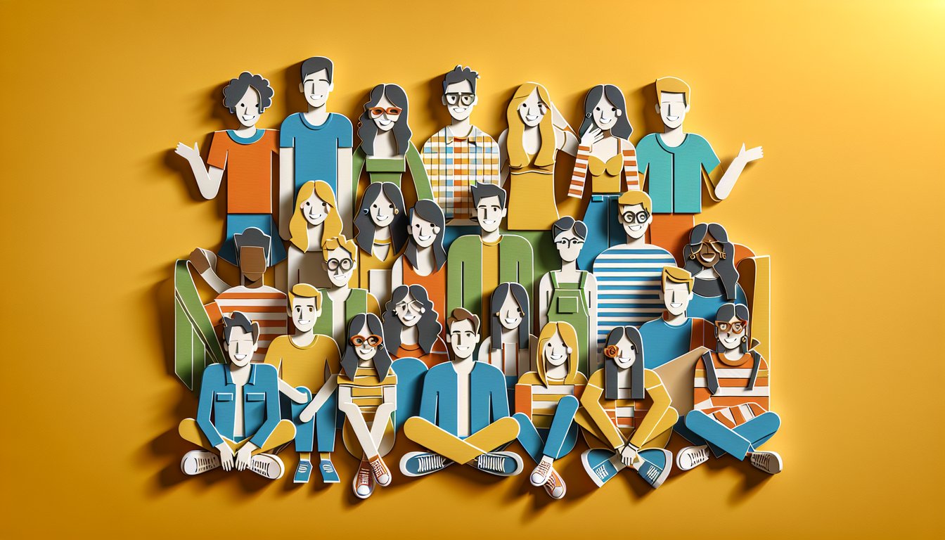Paper art illustration on golden yellow background free New Girl quiz discover which character you are Jess Nick Schmidt