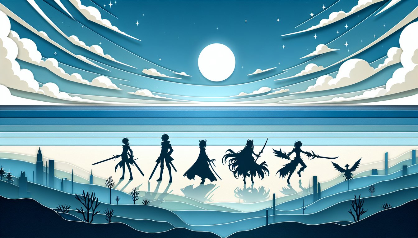 Paper art illustration for Seraph of the End character quiz on a sky blue background.