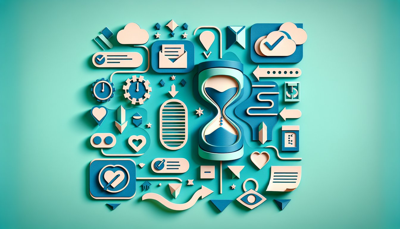 Paper art illustration with stylized breast shapes, playful quiz icons, personality quiz text accents on teal background