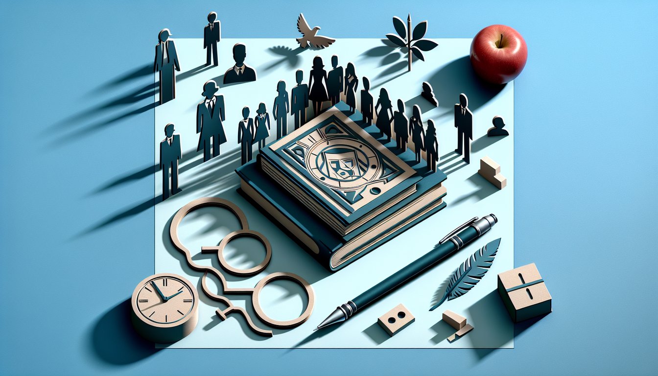 Paper art illustration of stylized Light and L silhouettes on sky blue background for a Death Note personality quiz