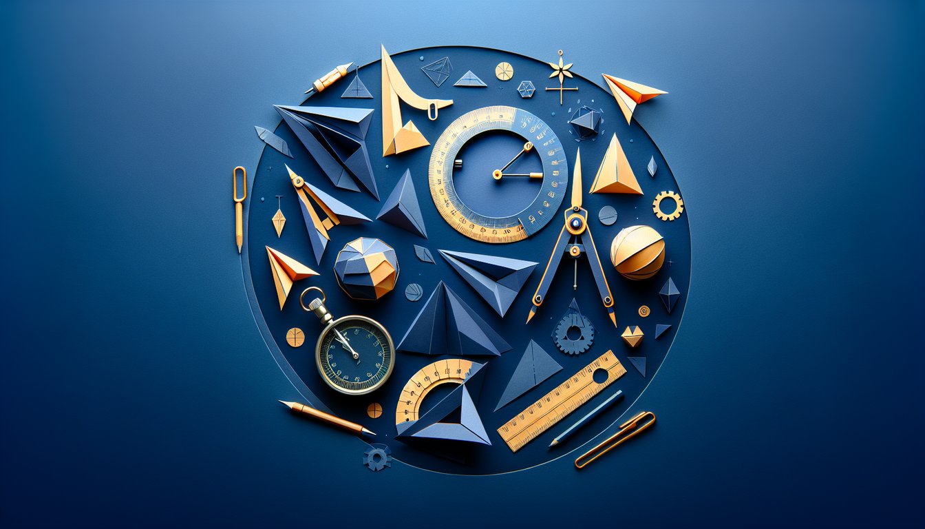 Paper art illustrating a trivia quiz challenging high school students on angle problems.