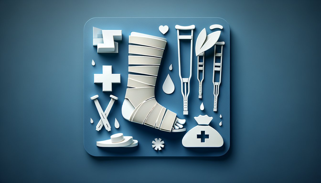 Paper art illustration for a foot injury assessment quiz on a dark blue background