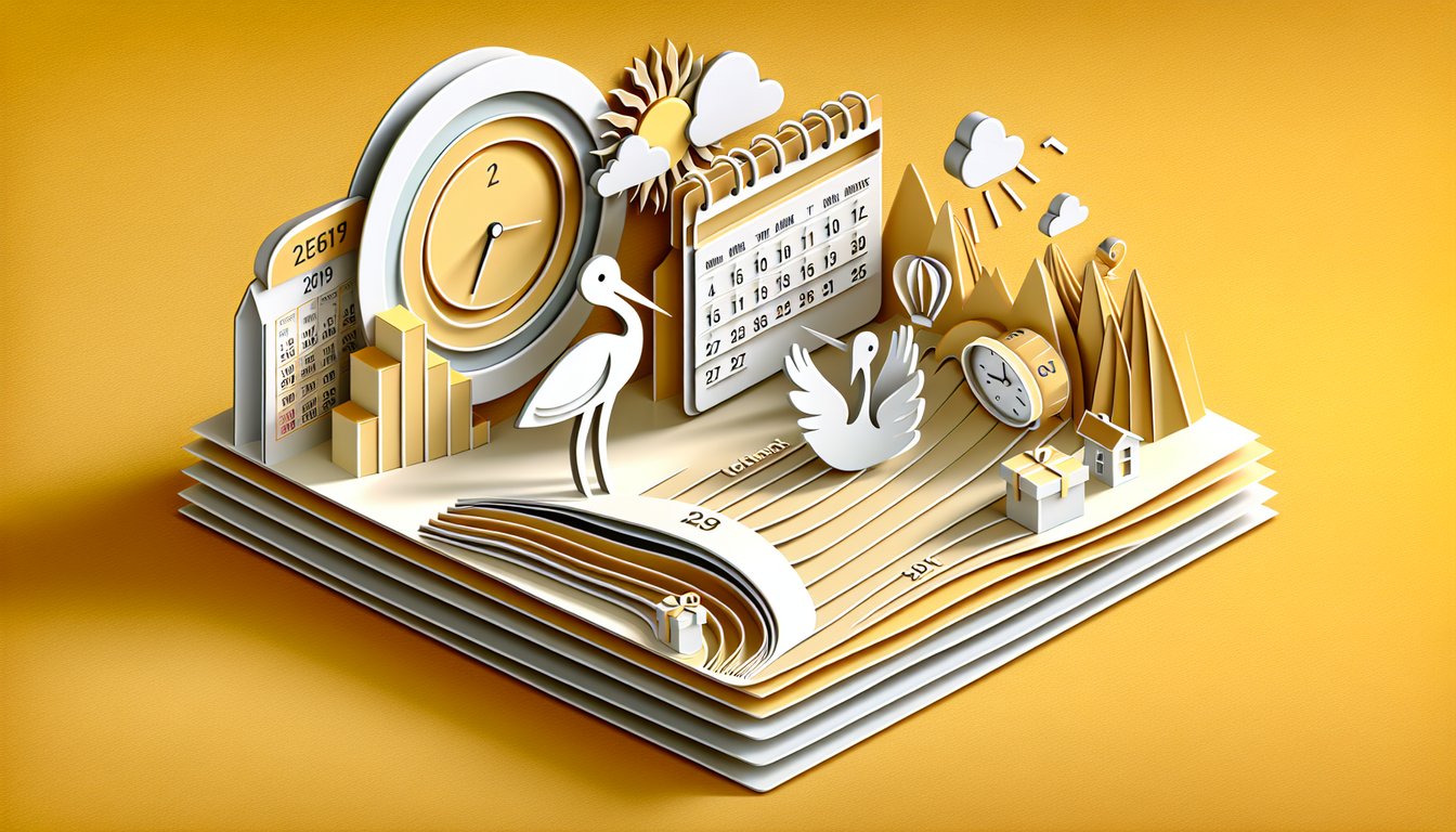 paper art style icons of birthday cake calendar map pin and quiz text born in vs born on grammar on golden yellow background