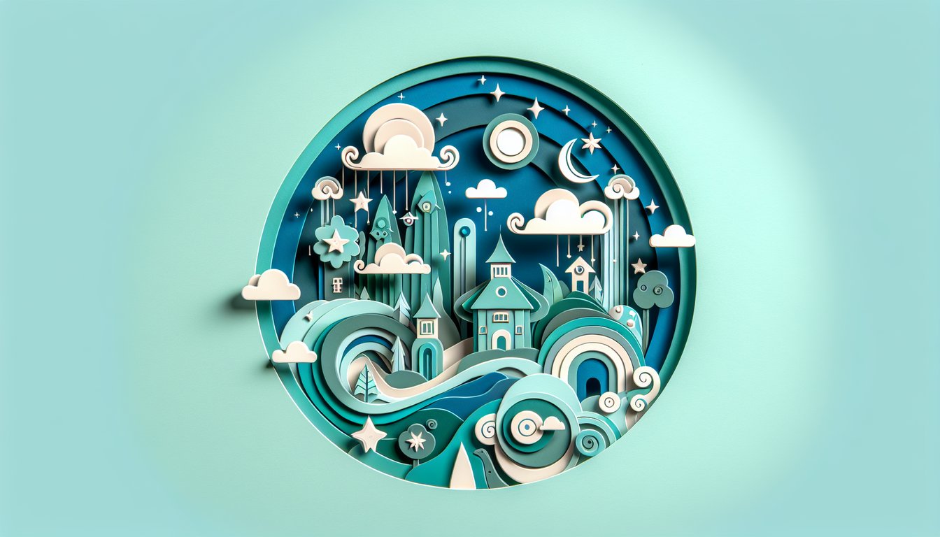 Paper art illustration for DreamWorks Trolls personality quiz on a teal background