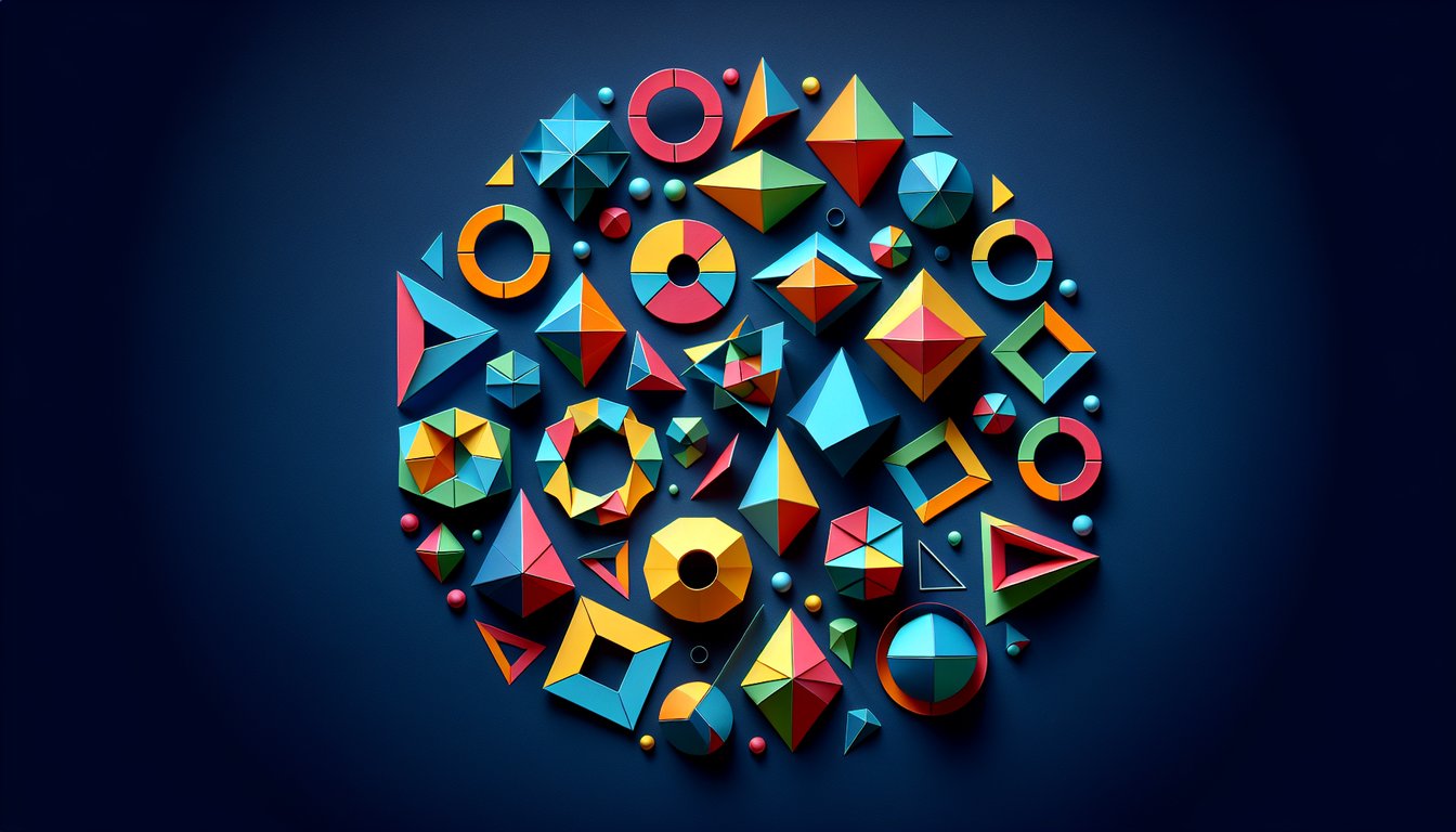 Paper art promoting Spin Your Shapes quiz for grade 5 math students
