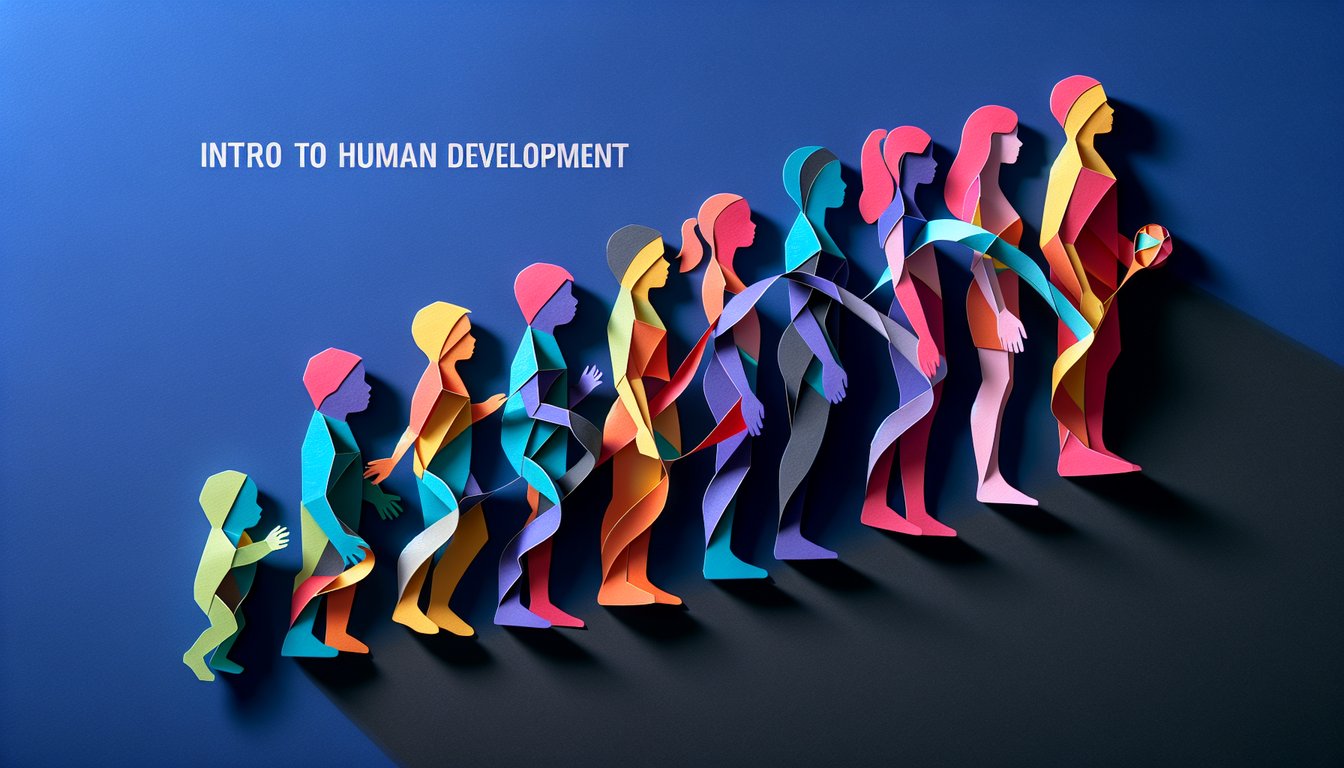 3D voxel art illustrating Intro to Human Development course content