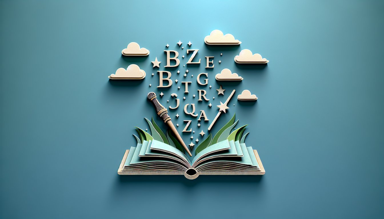Paper art letters and books floating on teal background spelling trivia quiz challenge