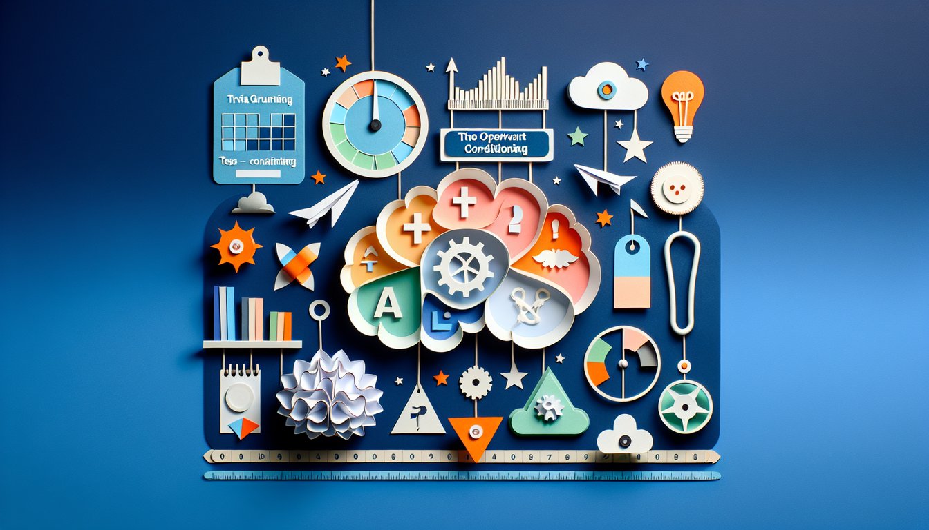 Colorful paper art representing a psychology trivia quiz on behavioral conditioning