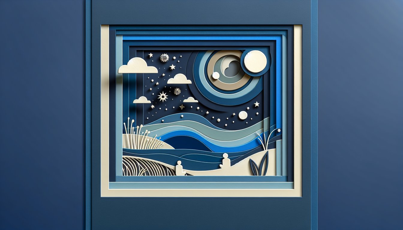 Paper art illustration for point of view quiz on dark blue background